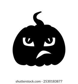 Entediado Jack-o-lanterna abóbora face expressão silhueta. Escultura de abóbora de festa de Halloween. Ilustração de vetor de estoque isolada no plano de fundo branco em estilo plano.