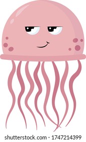 Bored jellyfish , illustration, vector on white background