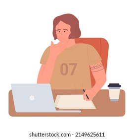 Bored lazy male student learning. Tired university pupil, exhausted and burnout state isolated illustration