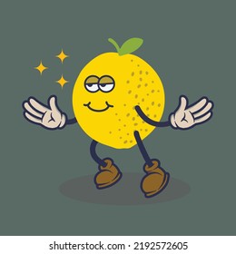 Bored Lemonade with smiling face expression sticker. Cartoon sticker in comic style with contour. Decoration for greeting cards, posters, patches, prints for clothes, emblems.