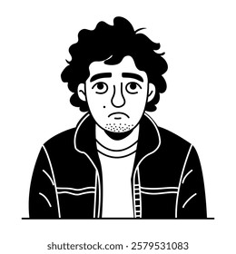 Bored man icon in glyph style 