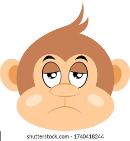 Bored monkey, illustration, vector on white background