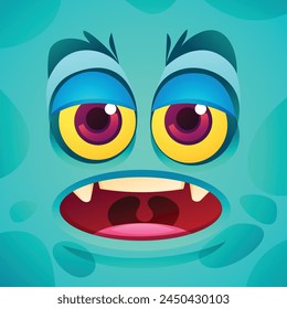 Bored monster face expression cartoon character. Vector illustration