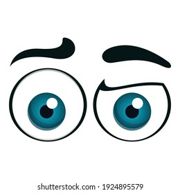 Bored round eyes icon. Cartoon of bored round eyes vector icon for web design isolated on white background