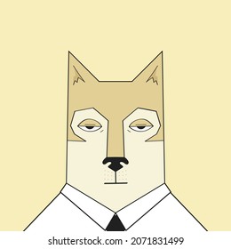 Bored Shiba inu vector illustration. Bored doggo face. 