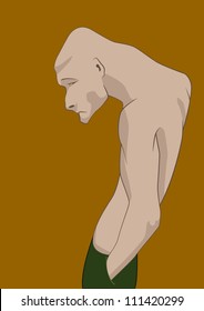 Bored slouching young man, T-shirt Vector Graphics