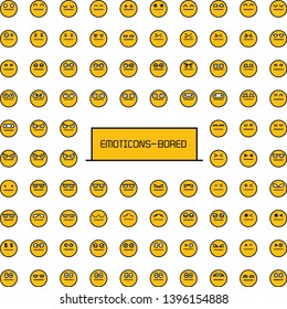bored and tired emoji icons set