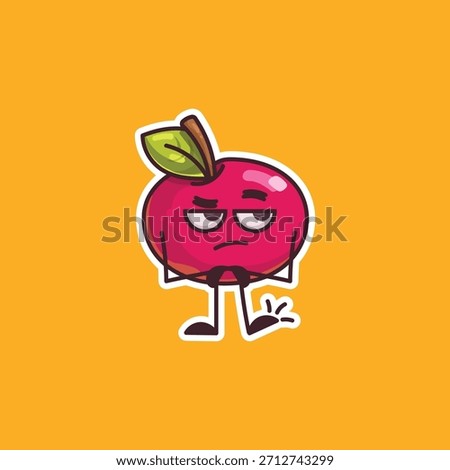 Bored Tired Red Apple Character Illustration