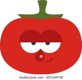 Bored tomato, illustration, vector, on a white background.