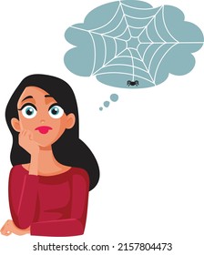 
Mujer aburrida pensando qué hacer la ilustración de dibujos vectoriales. Mujer estresada sintiéndose indecisa y confundida 
