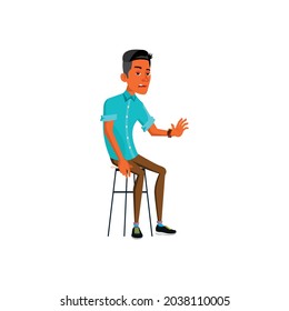 bored young man refusing drink alcohol in bar cartoon vector. bored young man refusing drink alcohol in bar character. isolated flat cartoon illustration