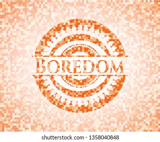 Boredom orange tile background illustration. Square geometric mosaic seamless pattern with emblem inside.