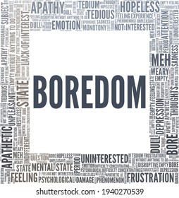 Boredom vector illustration word cloud isolated on a white background.