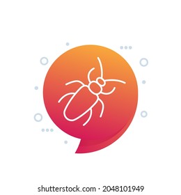 borer bug icon, woodboring beetle line vector