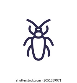 borer bug line icon, woodboring beetle on white