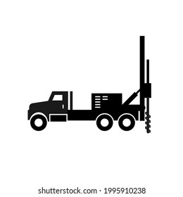 Borewell truck silhouette icon. Clipart image isolated on white background