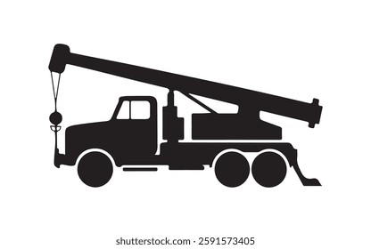 Borewell truck silhouette icon. Clipart image isolated on white background