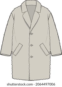 BORG FLEECE LONG COAT FOR UNISEX OUTER WEAR VECTOR ILLUSTRATION