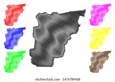 Borgou Department (Departments of Benin, Republic of Benin, Dahomey) map vector illustration, scribble sketch Borgou map