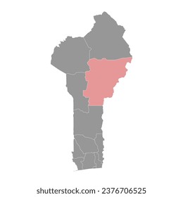 Borgou department map, administrative division of Benin.