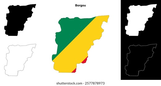 Borgou department outline map set