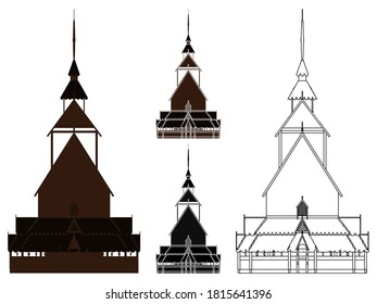 Borgund stave church in front view, Norway