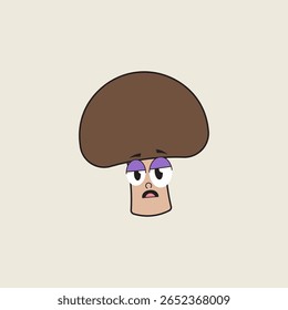 maçã marrom chato do desenho animado do cogumelo ilustração vintage