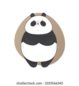 Boring cute angry panda cartoon style. Vector hand drawn illustration.