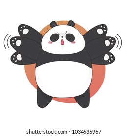 Boring cute angry panda cartoon style. Vector hand drawn illustration.