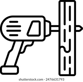 Boring or Drilling the Hole wooden sheet vector icon design, timber and lumber Symbol, Forestry and Deforestation Sign, forest farming and woodlands stock illustration, notching timber joists concept,