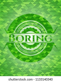 Boring green emblem with mosaic background