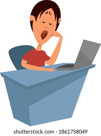 Trabajo aburrido, ilustración, vector sobre fondo blanco.