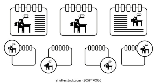 Boring lesson vector icon in calender set illustration for ui and ux, website or mobile application