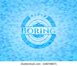 Boring light blue emblem with triangle mosaic background