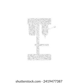 The boring mill symbol filled with black dots. Pointillism style. Vector illustration on white background