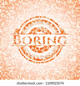  Boring orange mosaic emblem with background