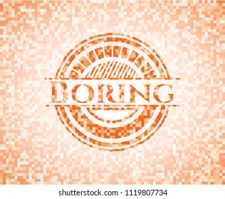 Boring orange mosaic emblem with background