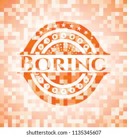 Boring orange mosaic emblem with background