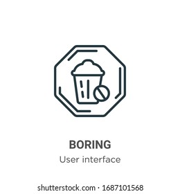 Boring outline vector icon. Thin line black boring icon, flat vector simple element illustration from editable user interface concept isolated stroke on white background