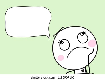 boring ,sad,wonder  of boy face  with speech bubble  ,cute cartoon concept vector eps.10