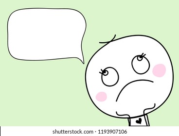boring ,sad,wonder  of boy face  with speech bubble  ,cute cartoon concept vector eps.10