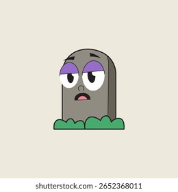 chato lápide mascote de desenho animado ilustração vintage