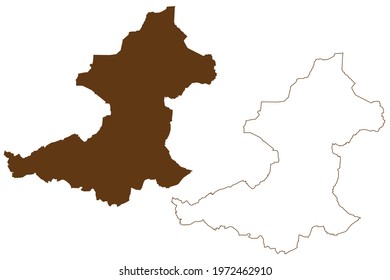 Borken district (Federal Republic of Germany, State of North Rhine-Westphalia, NRW, Munster region) map vector illustration, scribble sketch Borken map