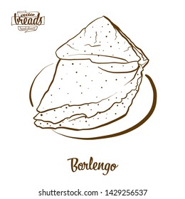 Borlengo bread vector drawing. Food sketch of Pancake, usually known in Italy. Bakery illustration series.