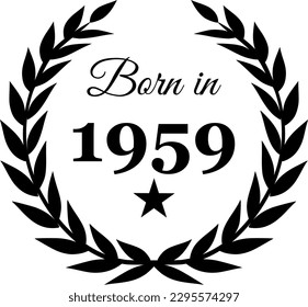 Nacido en 1959 Vector Textos con decoraciones Laurel Wreath