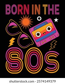 Born in the 80s t-shirt design vector template