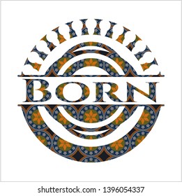 Born arabic emblem background. Arabesque decoration.