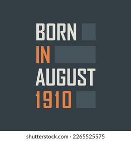 Born in August 1910. Birthday quotes design for August 1910