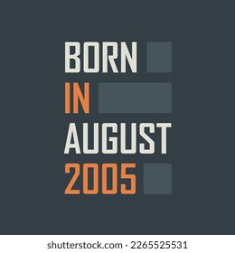 Born in August 2005. Birthday quotes design for August 2005