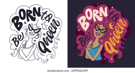 Born to be queen - lettering postcard.
